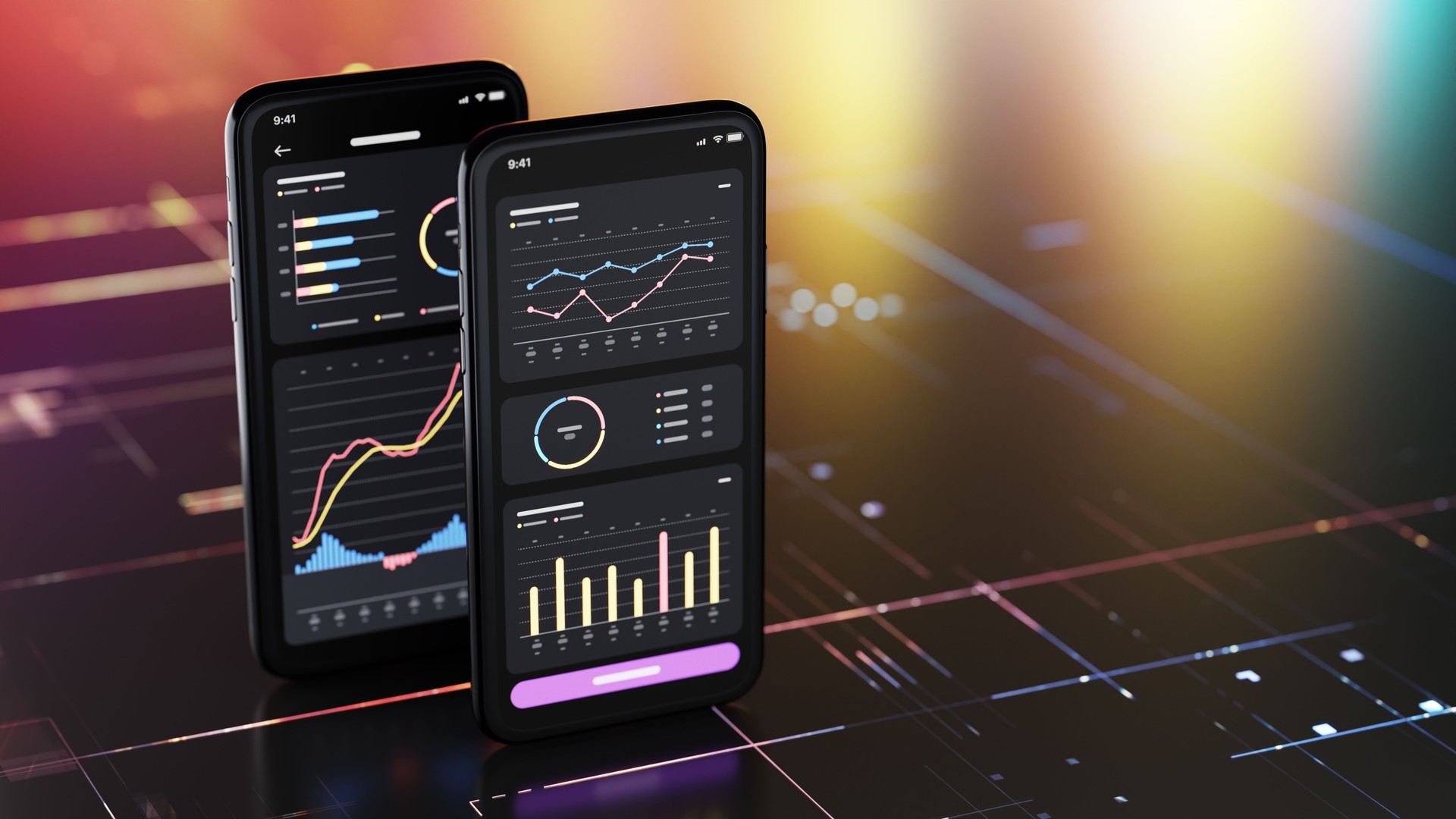 Modern Smartphones Displaying Interactive Financial Graphs and Analytics Interface